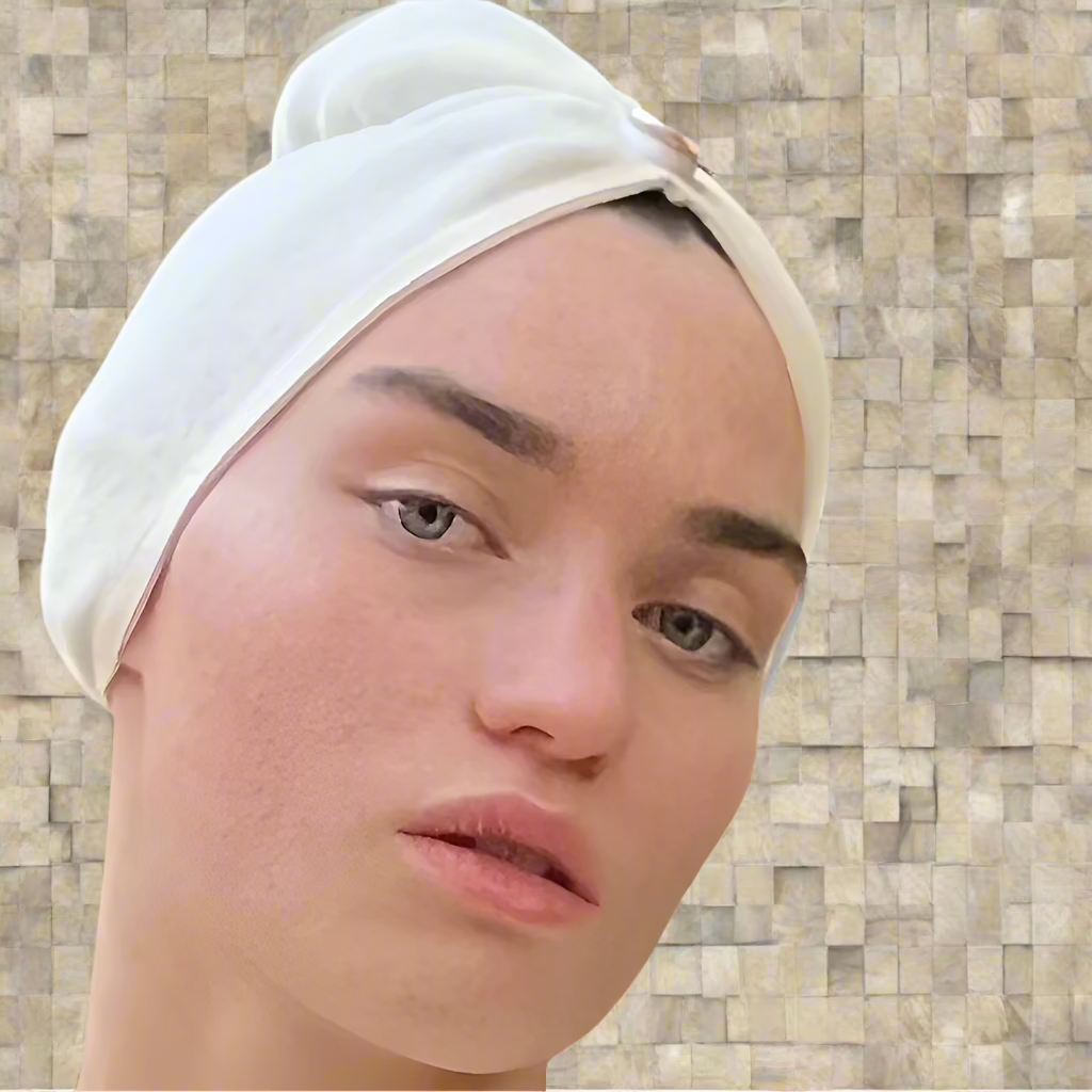 Dry Dolly quick-dry head towel – lightweight, ultra-absorbent & smooth inner layer for anti-frizz hair protection.