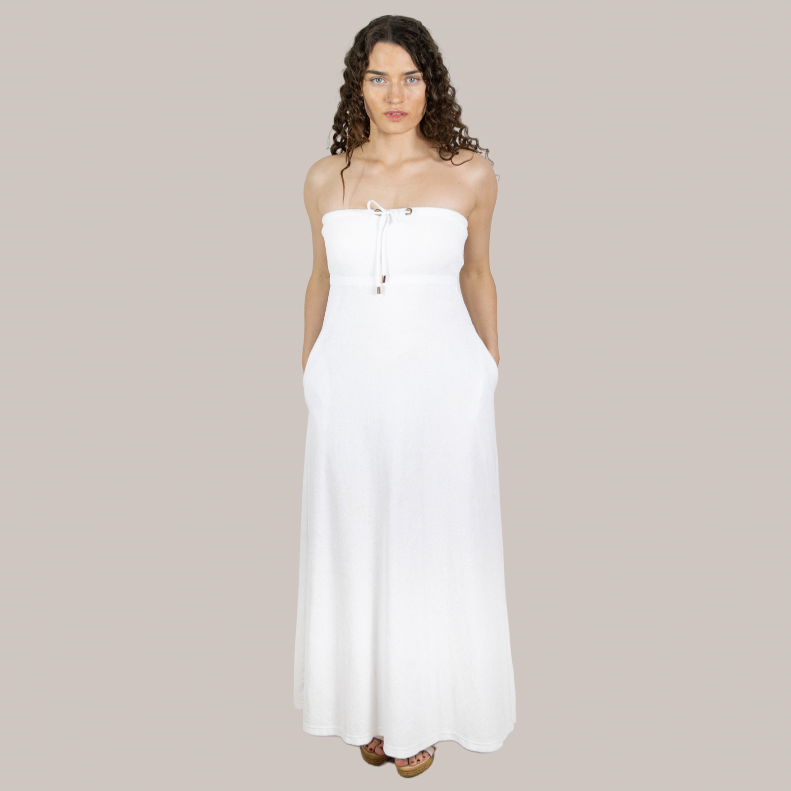 Luxury long towel dress – quick-drying, lightweight, and perfect for yachting, maternity comfort, and post-swim relaxation.