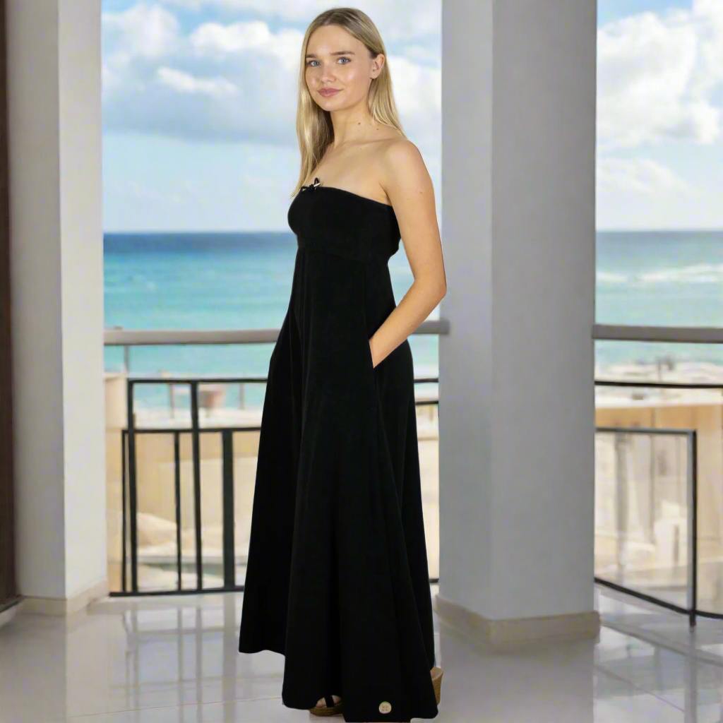 Luxury long towel dress – quick-drying, lightweight, and perfect for yachting, maternity comfort, and post-swim relaxation.