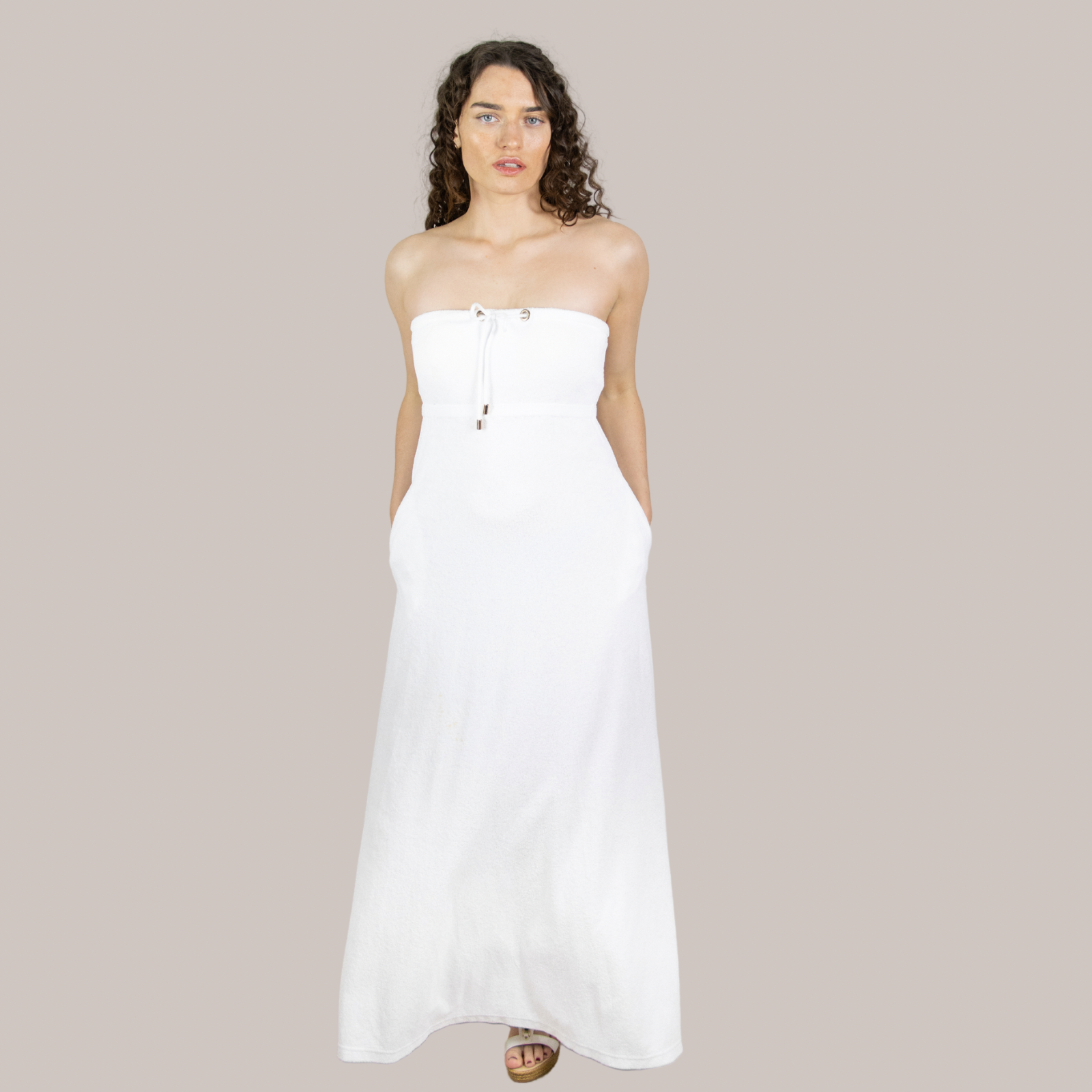 Luxury long towel dress – quick-drying, lightweight, and perfect for yachting, maternity comfort, and post-swim relaxation.