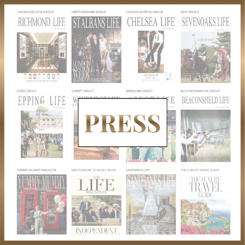 Collection of magazine covers with 'PRESS' text overlay